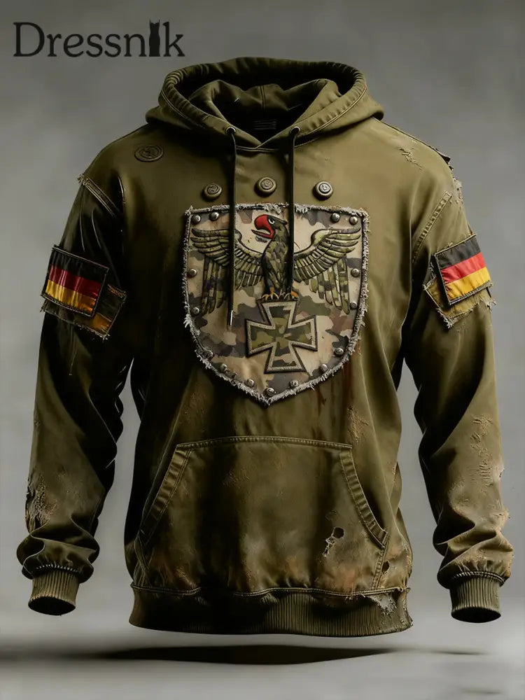 Herren Vintage Deutsche Flagge Kunstdruck Hoodie A / S