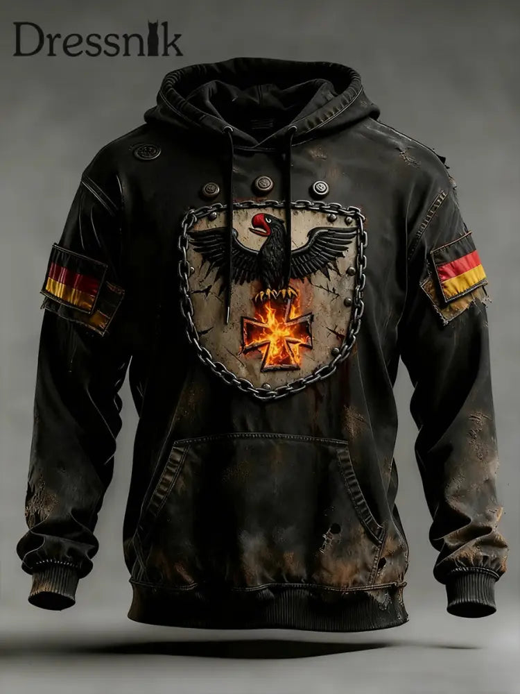 Herren Vintage Deutsche Flagge Kunstdruck Hoodie A / S