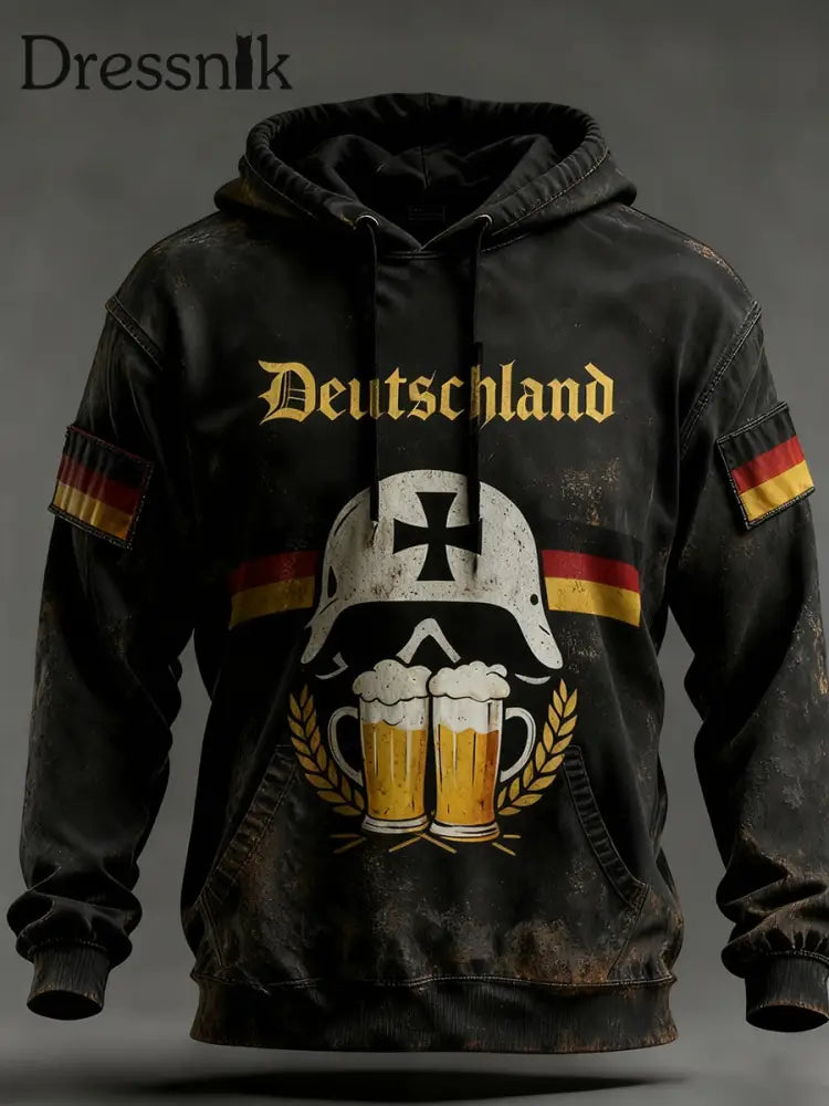 Herren Vintage Deutsche Flagge Kunstdruck Hoodie A / S
