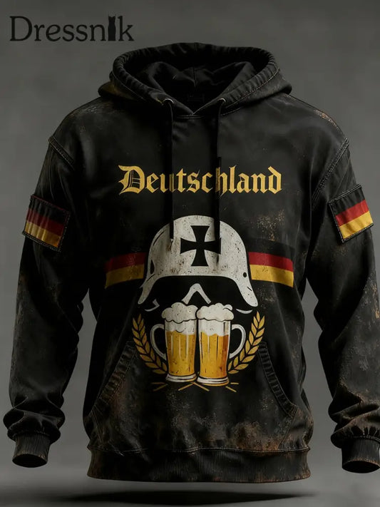 Herren Vintage Deutsche Flagge Kunstdruck Hoodie A / S