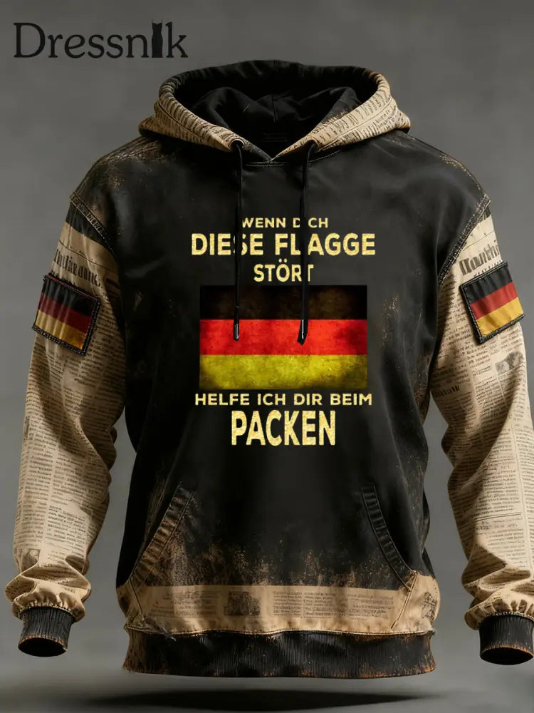 Herren Vintage Deutsche Flagge Kunstdruck Hoodie A / S