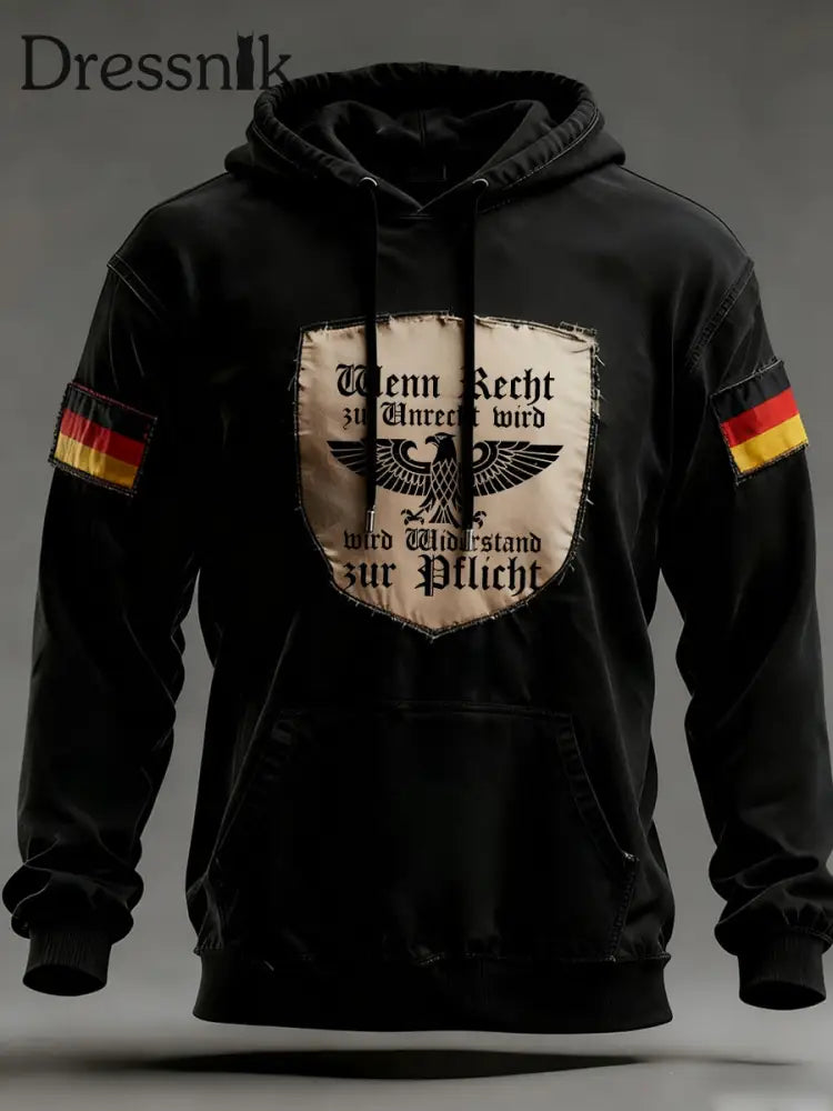 Herren Vintage Deutsche Flagge Kunstdruck Hoodie A / S