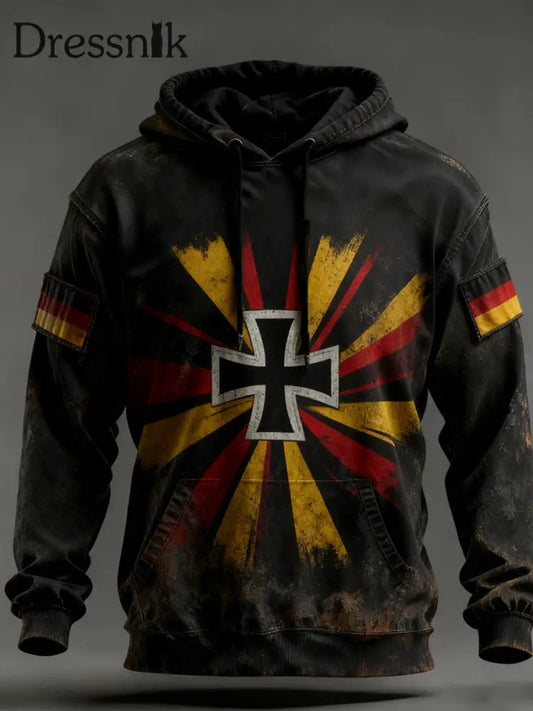 Herren Vintage Deutsche Flagge Kunstdruck Hoodie A / S