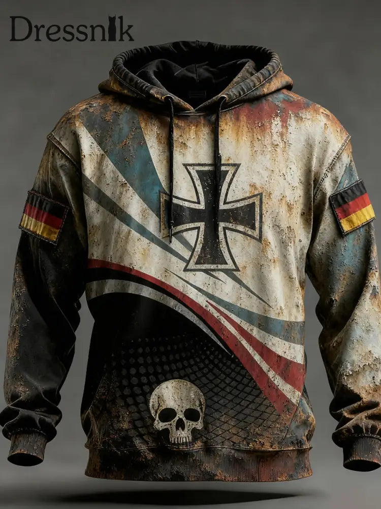 Herren Vintage Deutsche Flagge Kunstdruck Hoodie A / S