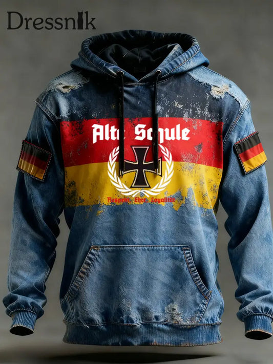 Herren Vintage Deutsche Flagge Kunstdruck Hoodie A / S