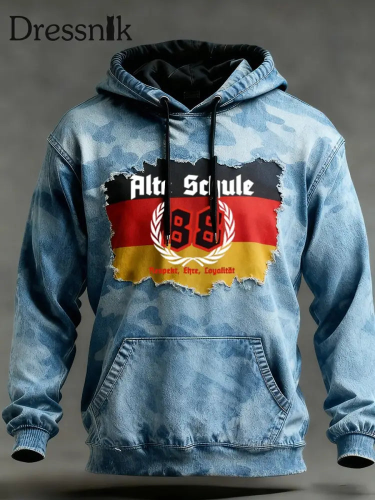 Herren Vintage Deutsche Flagge Kunstdruck Hoodie A / S
