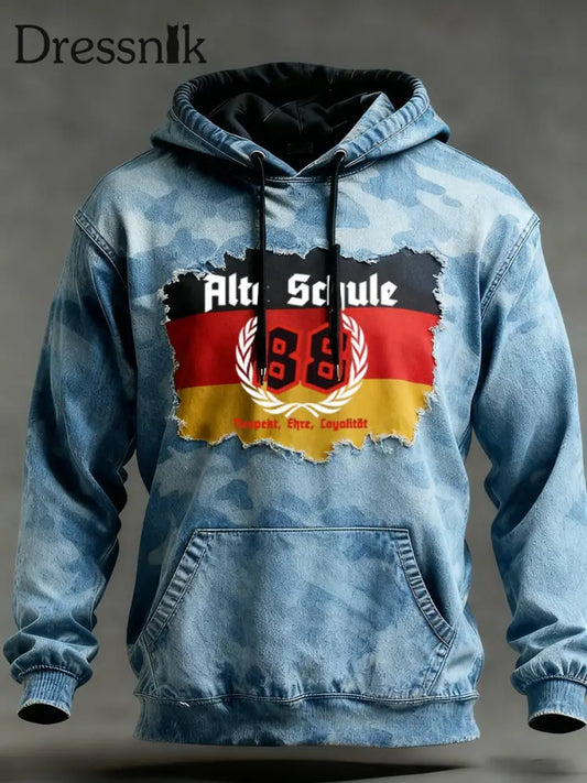 Herren Vintage Deutsche Flagge Kunstdruck Hoodie A / S