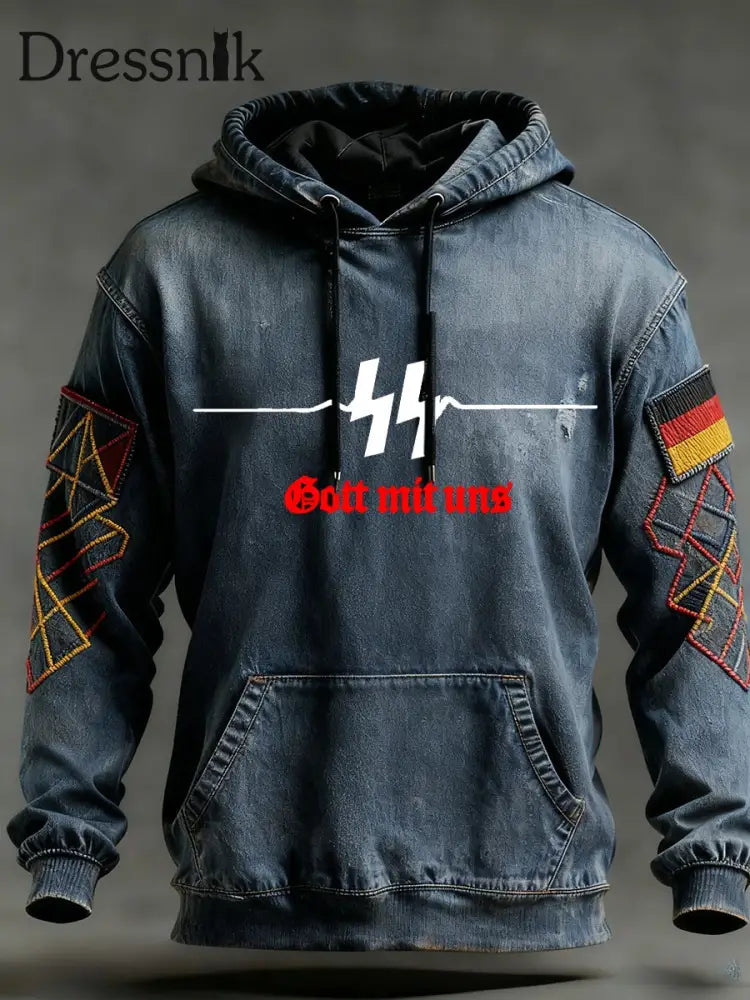 Herren Vintage Deutsche Flagge Kunstdruck Hoodie A / S