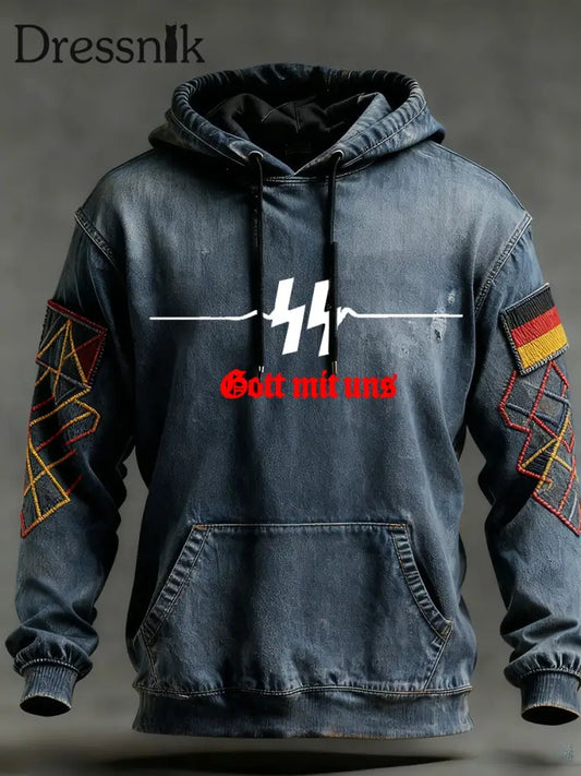 Herren Vintage Deutsche Flagge Kunstdruck Hoodie A / S