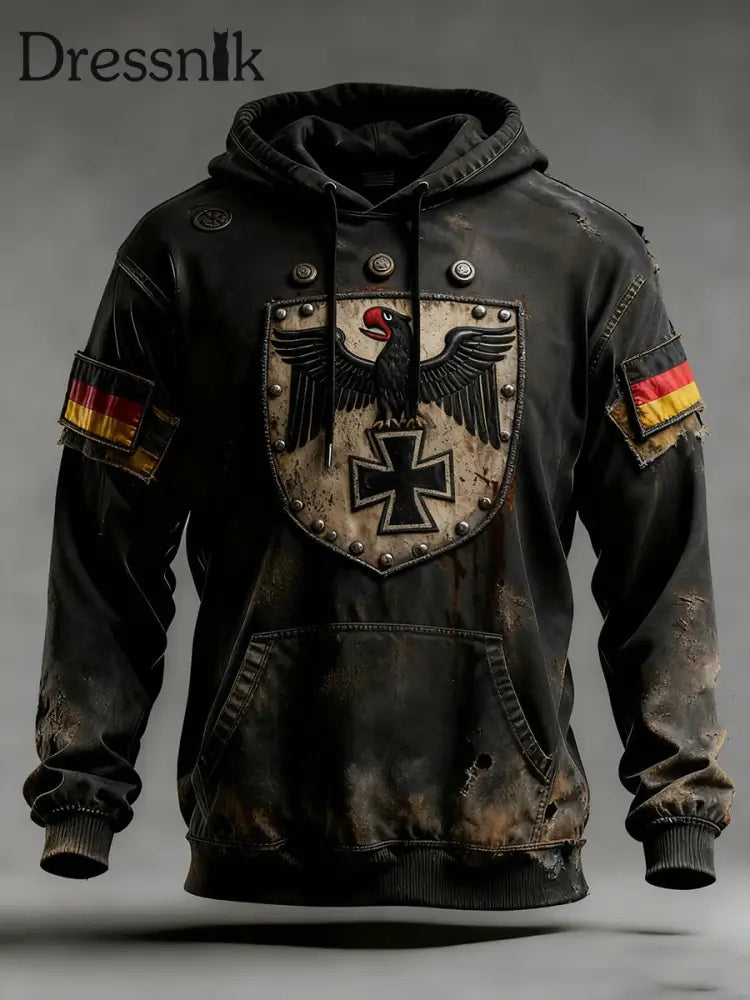 Herren Vintage Deutsche Flagge Kunstdruck Hoodie A / S