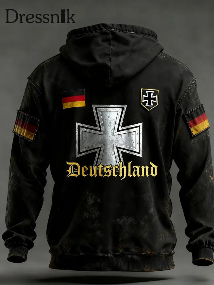 Herren Vintage Deutsche Flagge Kunstdruck Hoodie A / S