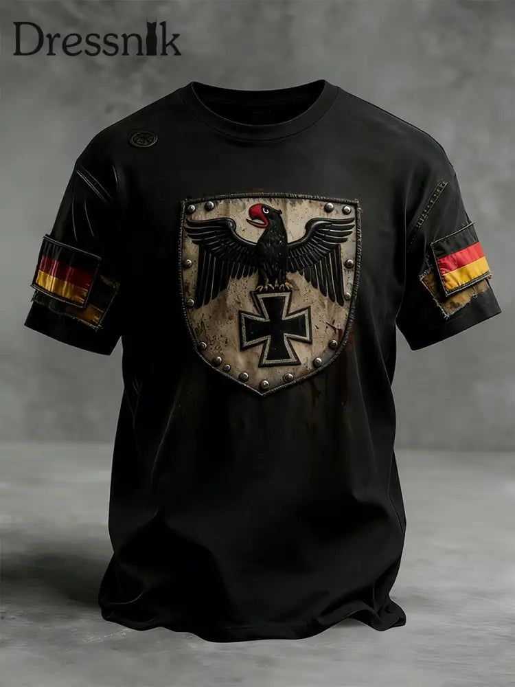 Herren Vintage deutsche Flagge Print Casual T-Shirt A / S