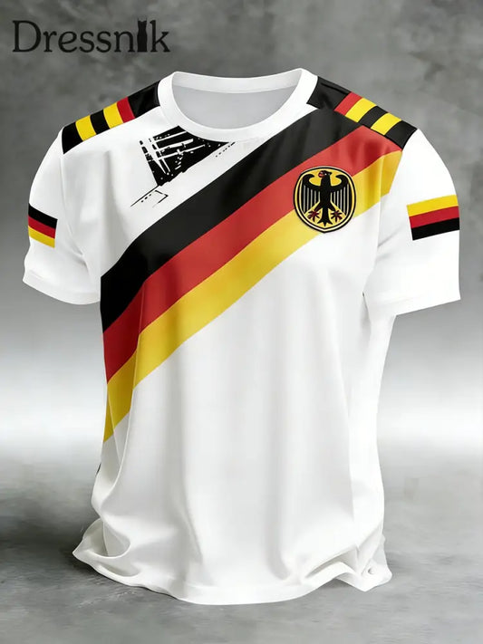 Herren Vintage deutsche Flagge Print Casual T-Shirt A / S