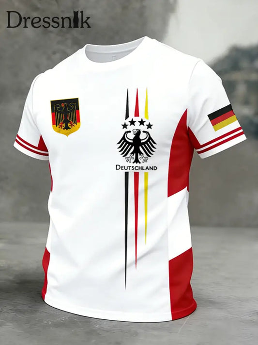 Herren Vintage deutsche Flagge Print Casual T-Shirt A / S
