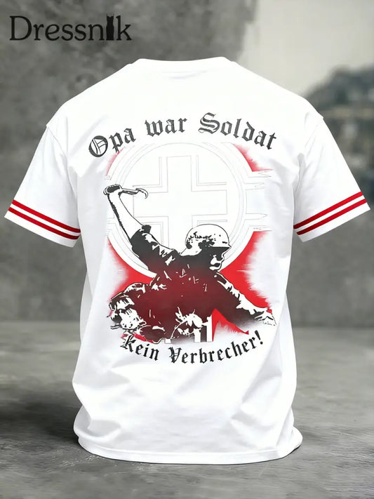 Herren Vintage deutsche Flagge Print Casual T-Shirt A / S