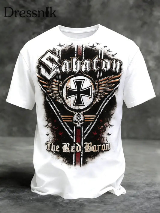 Herren Vintage deutsche Flagge Print Casual T-Shirt A / S