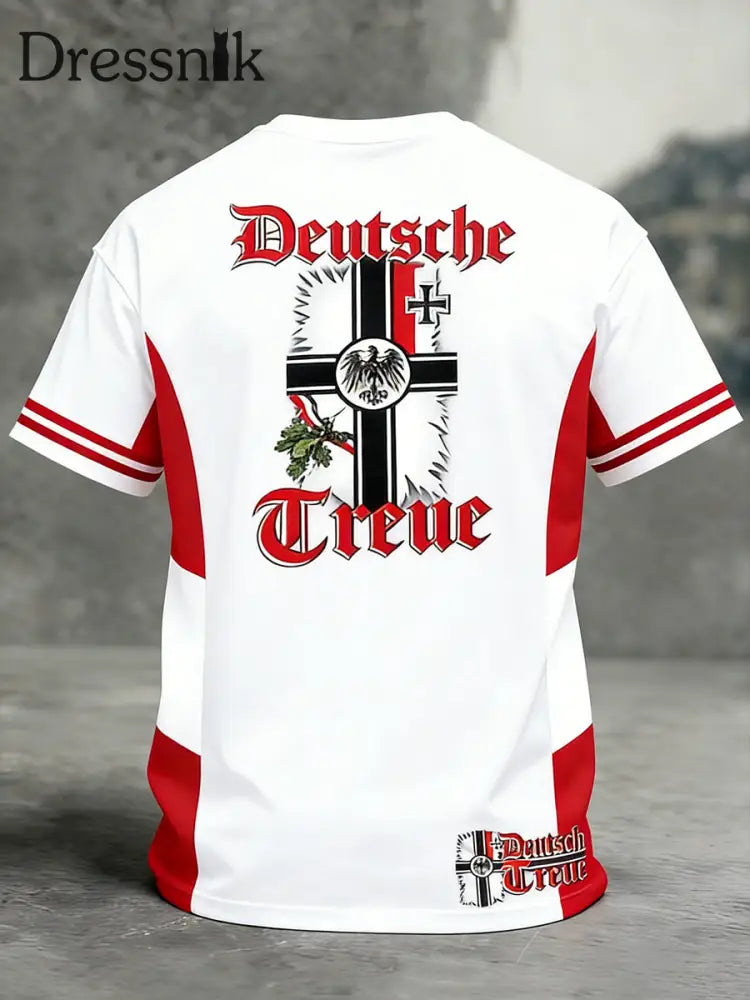 Herren Vintage deutsche Flagge Print Casual T-Shirt A / S