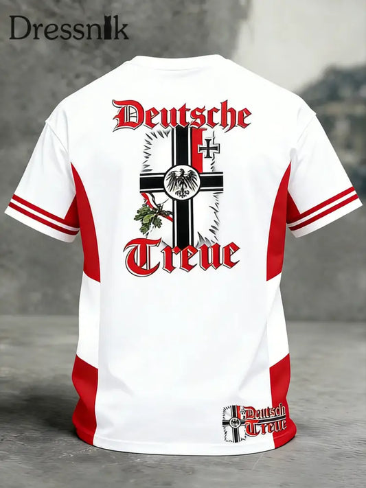 Herren Vintage deutsche Flagge Print Casual T-Shirt A / S