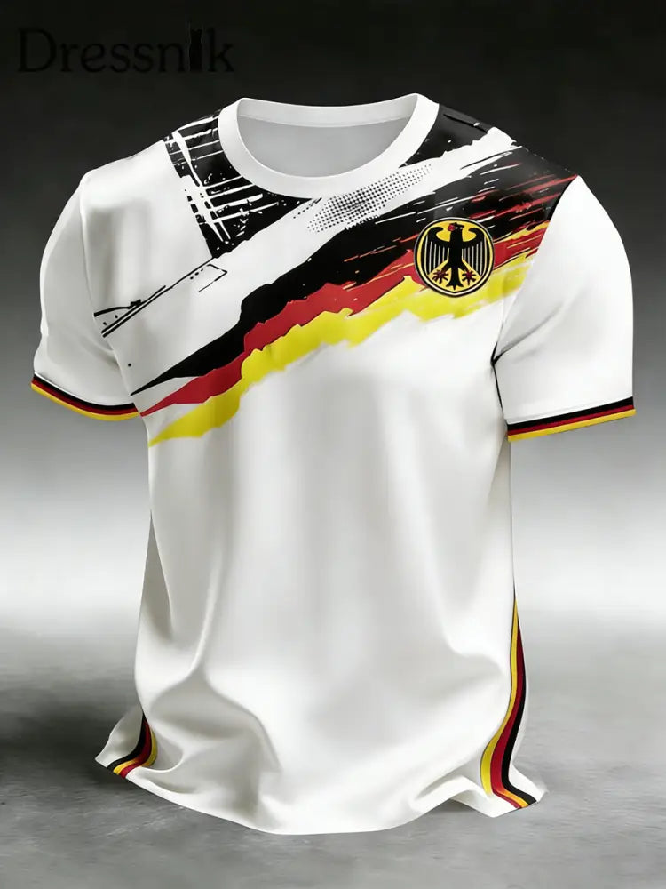 Herren Vintage deutsche Flagge Print Casual T-Shirt A / S