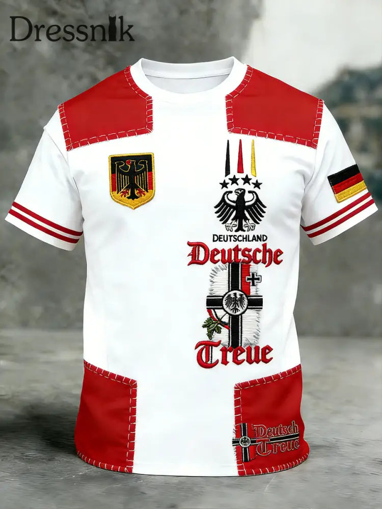 Herren Vintage deutsche Flagge Print Casual T-Shirt A / S