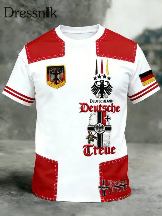 Herren Vintage deutsche Flagge Print Casual T-Shirt A / S