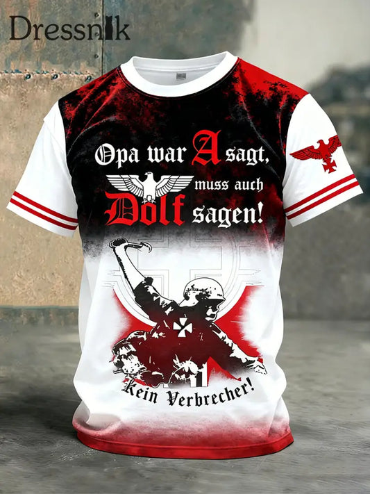 Herren Vintage deutsche Flagge Print Casual T-Shirt A / S