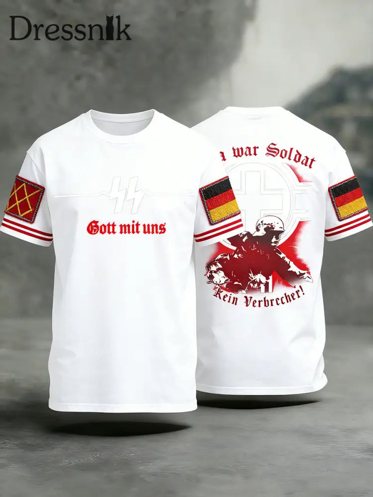 Herren Vintage deutsche Flagge Print Casual T-Shirt A / S