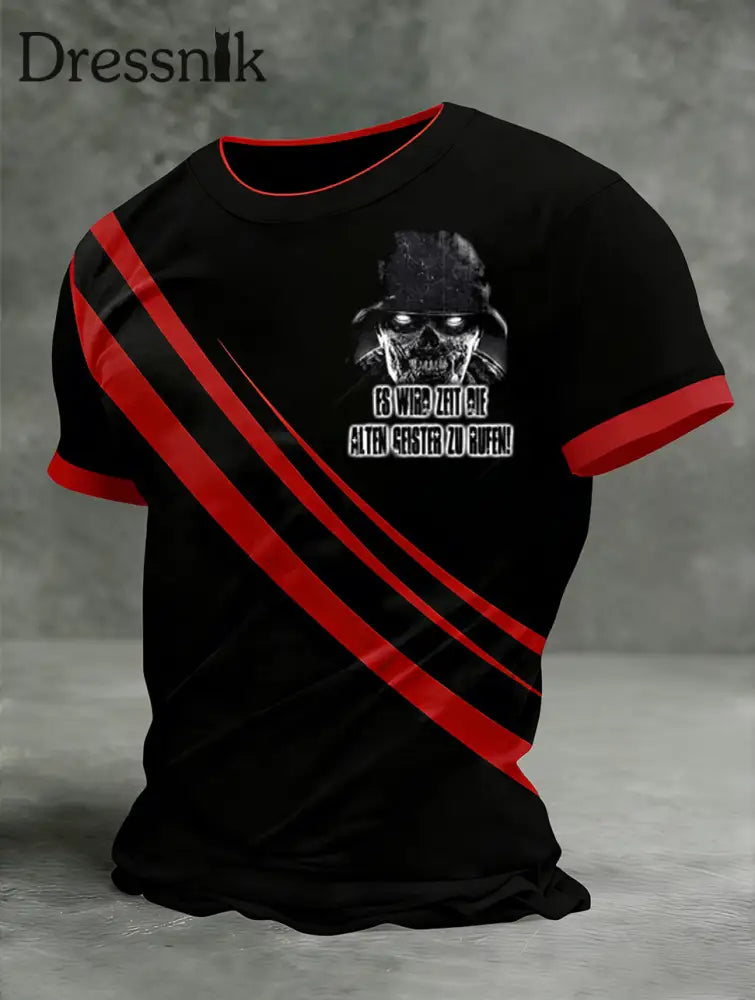 Herren Vintage deutsche Flagge Print Casual T-Shirt A / S