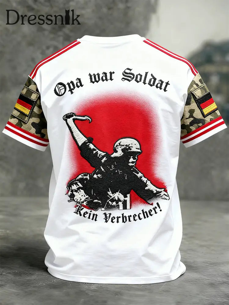 Herren Vintage deutsche Flagge Print Casual T-Shirt A / S