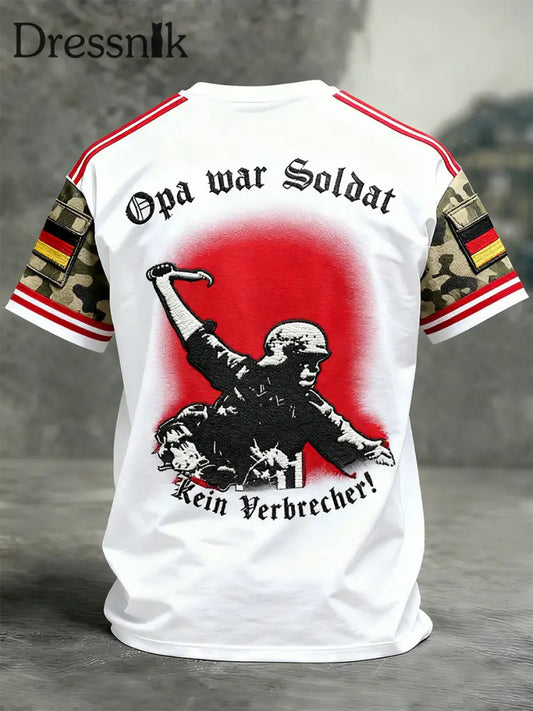 Herren Vintage deutsche Flagge Print Casual T-Shirt A / S