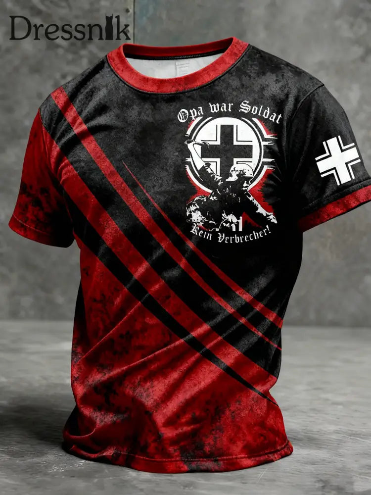 Herren Vintage deutsche Flagge Print Casual T-Shirt A / S