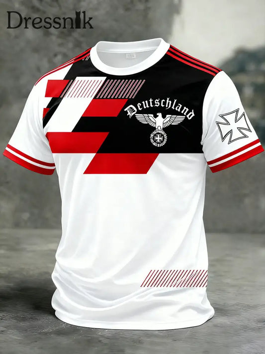 Herren Vintage deutsche Flagge Print Casual T-Shirt A / S