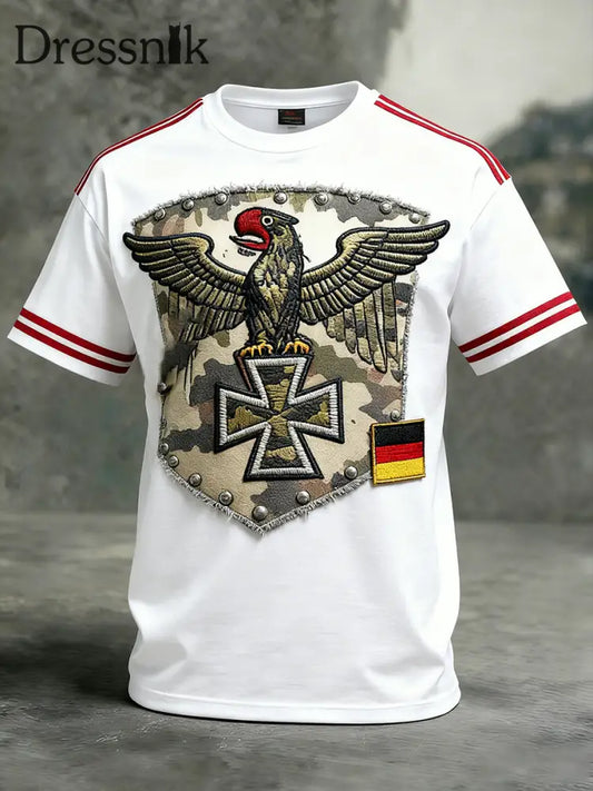 Herren Vintage deutsche Flagge Print Casual T-Shirt A / S