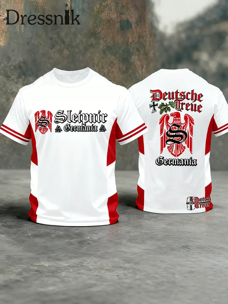 Herren Vintage deutsche Flagge Print Casual T-Shirt A / S