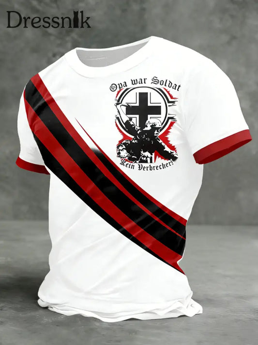 Herren Vintage deutsche Flagge Print Casual T-Shirt A / S