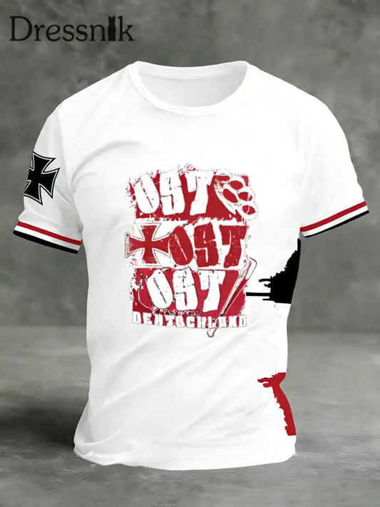 Herren Vintage deutsche Flagge Print Casual T-Shirt A / S