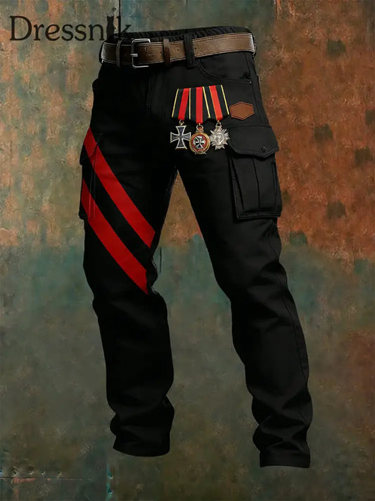 Herren Vintage Deutsche Flagge Print Freizeit-Cargo hosen A / S