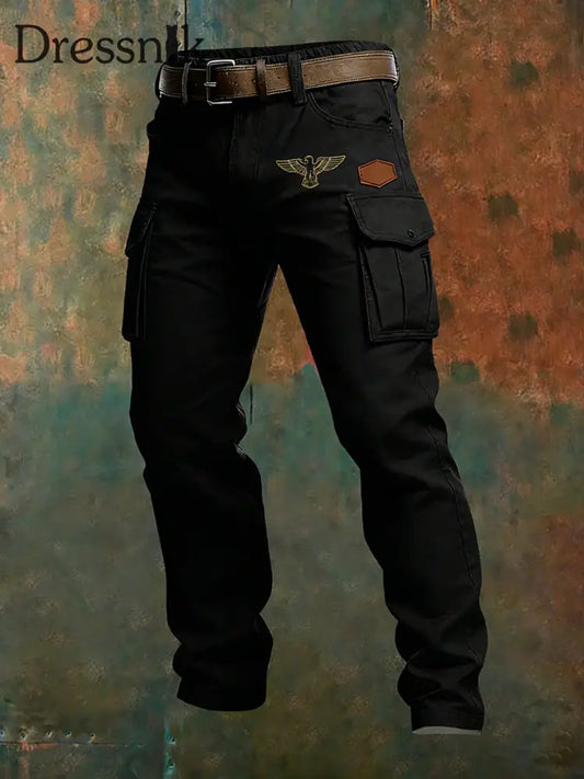 Herren Vintage Deutsche Flagge Print Freizeit-Cargo hosen A / S