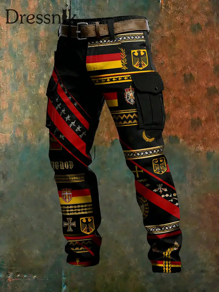 Herren Vintage Deutsche Flagge Print Freizeit-Cargo hosen A / S