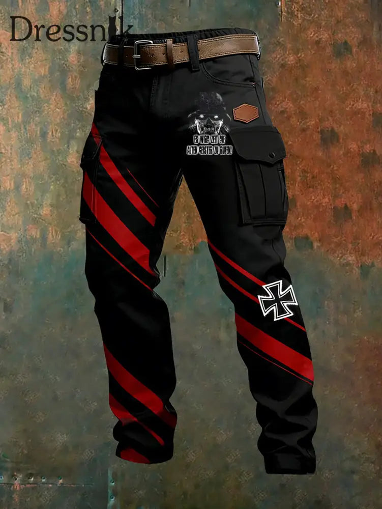 Herren Vintage Deutsche Flagge Print Freizeit-Cargo hosen A / S