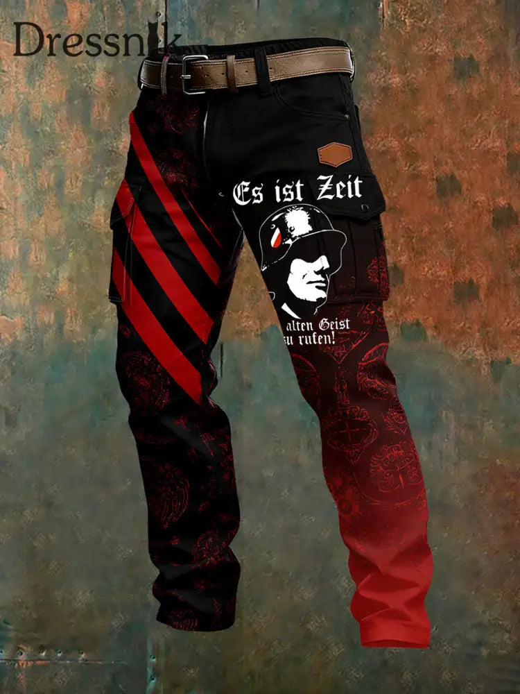 Herren Vintage Deutsche Flagge Print Freizeit-Cargo hosen A / S