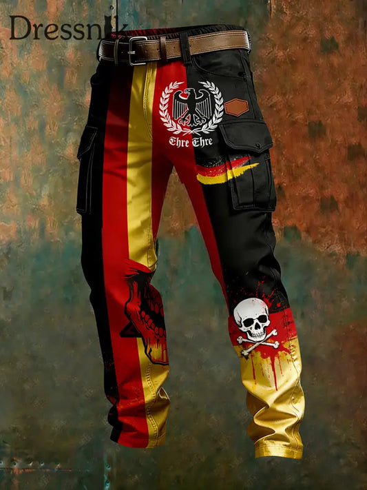 Herren Vintage Deutsche Flagge Print Freizeit-Cargo hosen A / S