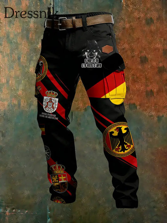 Herren Vintage Deutsche Flagge Print Freizeit-Cargo hosen A / S