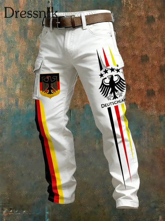 Herren Vintage Deutsche Flagge Print Freizeit-Cargo hosen A / S