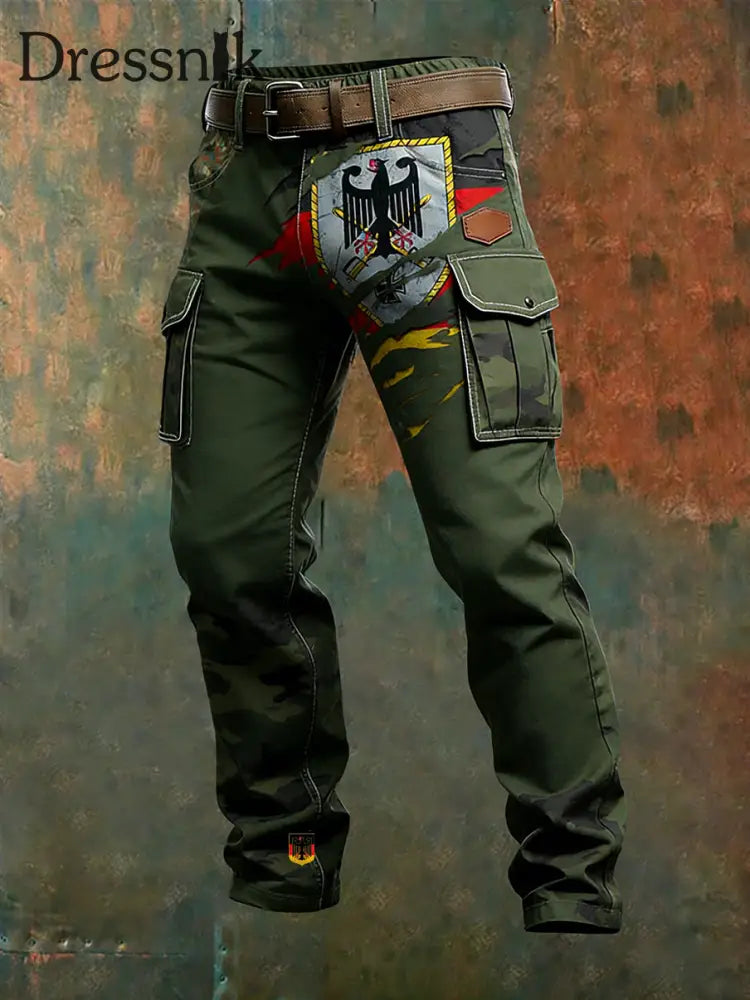 Herren Vintage Deutsche Flagge Print Freizeit-Cargo hosen A / S