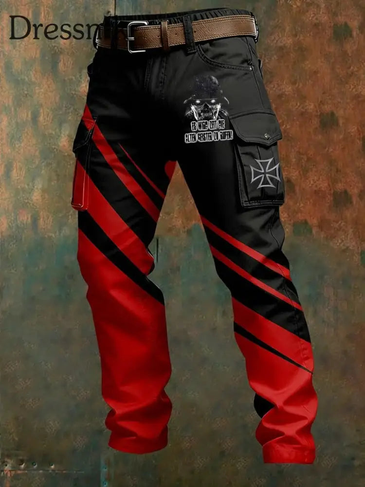 Herren Vintage Deutsche Flagge Print Freizeit-Cargo hosen A / S