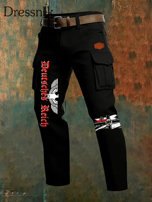 Herren Vintage Deutsche Flagge Print Freizeit-Cargo hosen A / S