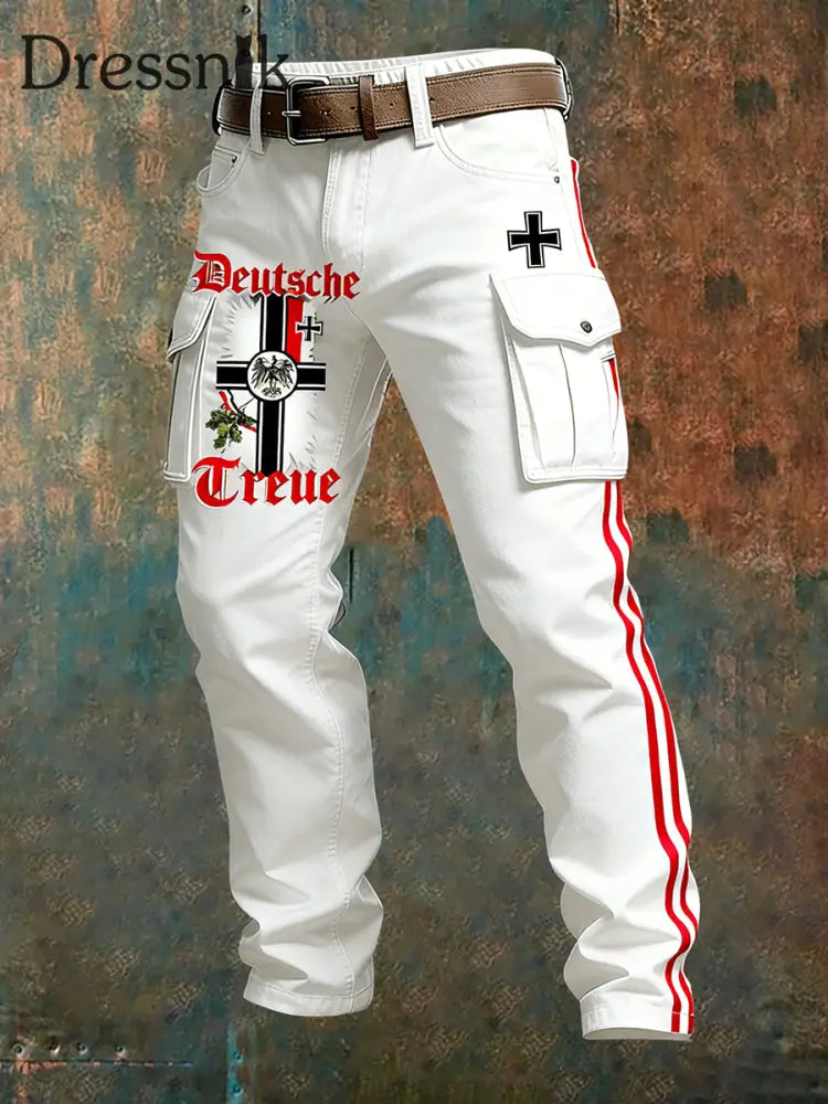 Herren Vintage Deutsche Flagge Print Freizeit-Cargo hosen A / S
