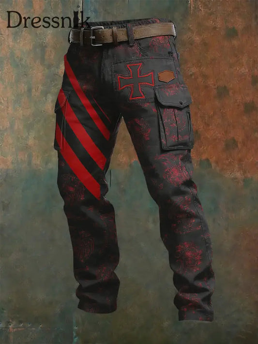 Herren Vintage Deutsche Flagge Print Freizeit-Cargo hosen A / S