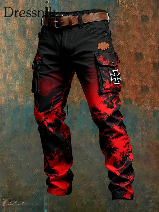 Herren Vintage Deutsche Flagge Print Freizeit-Cargo hosen A / S